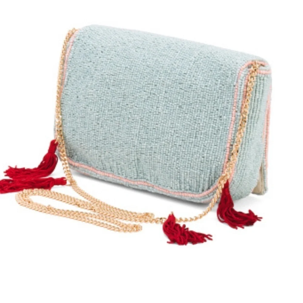 🍅MADE IN INDIA BEAUTIFUL VIRAL Handmade Tomato Beaded Sling Bag-NWT🍅
